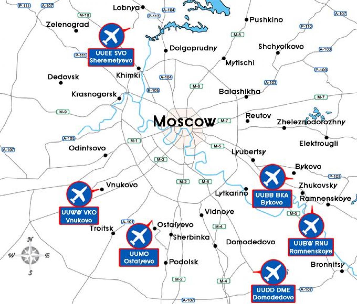 kaart van Moskou lughawens