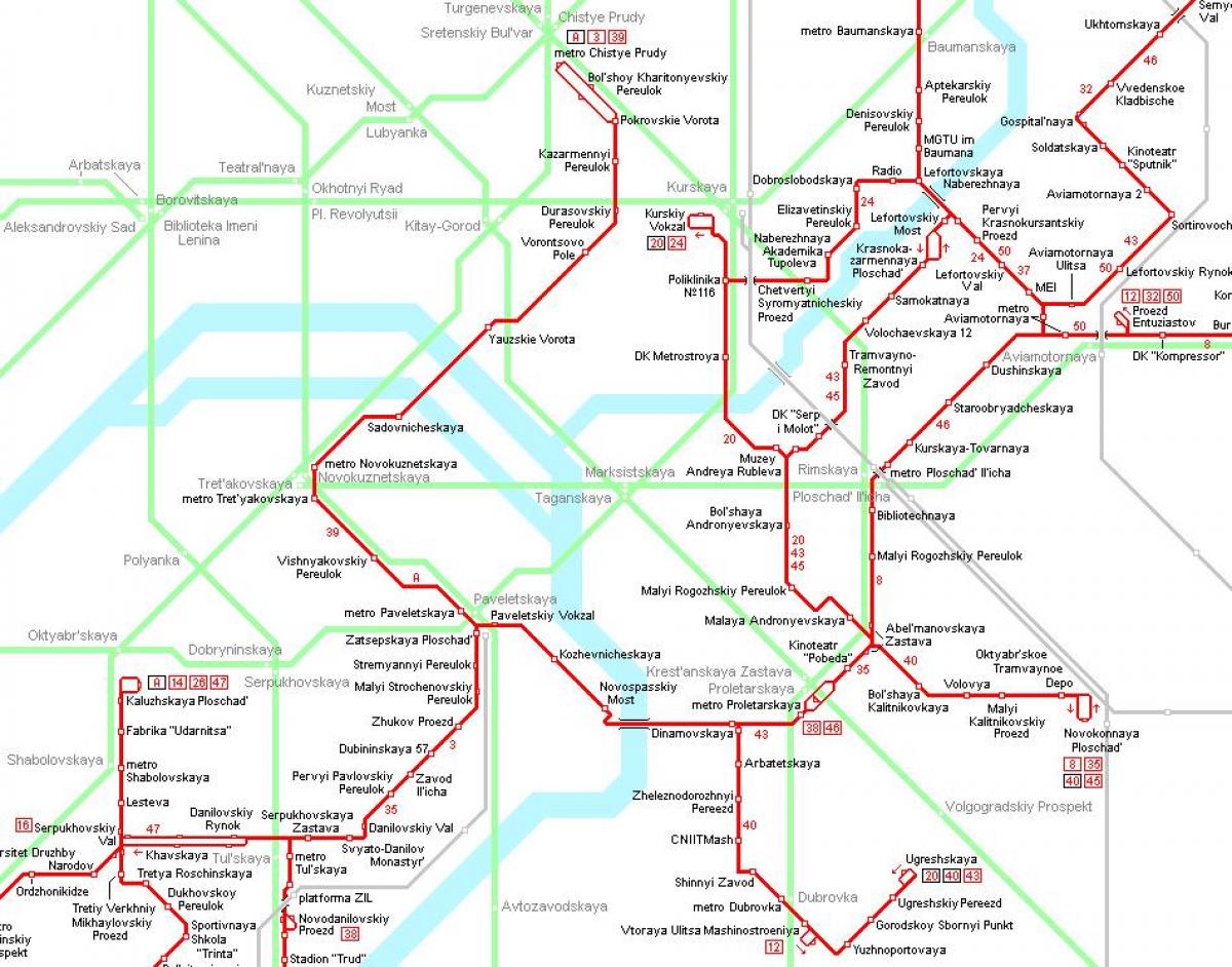 kaart van Moskva tram