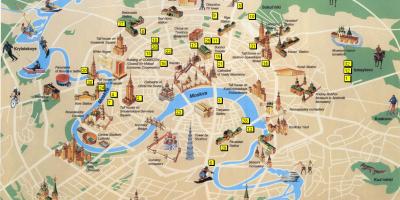 Moskou toeriste-aantreklikhede kaart
